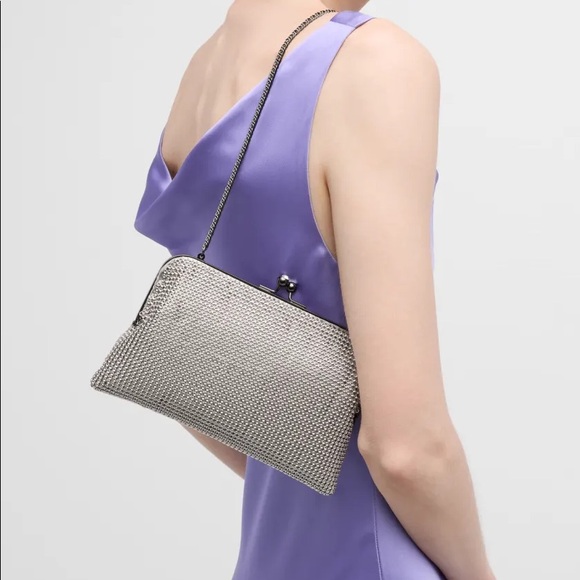 Whiting & Davis Dimple Mesh Crystal Clutch Bag - Picture 3 of 7